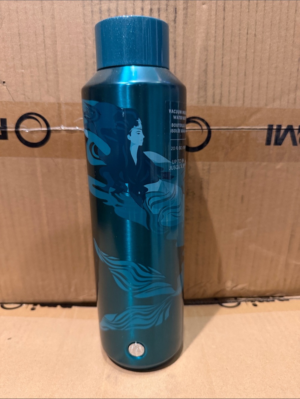 Starbucks Teal Stainless Steel Insulated Bottle with Mermaid Artwork